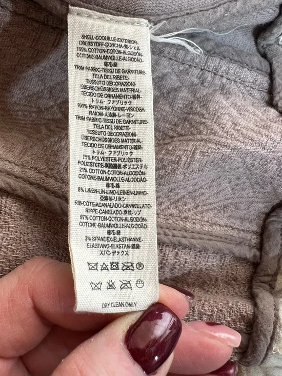 Free People Military Ruffles Hem Long Sleeve- Taupe & Cream - Picture 4 of 8